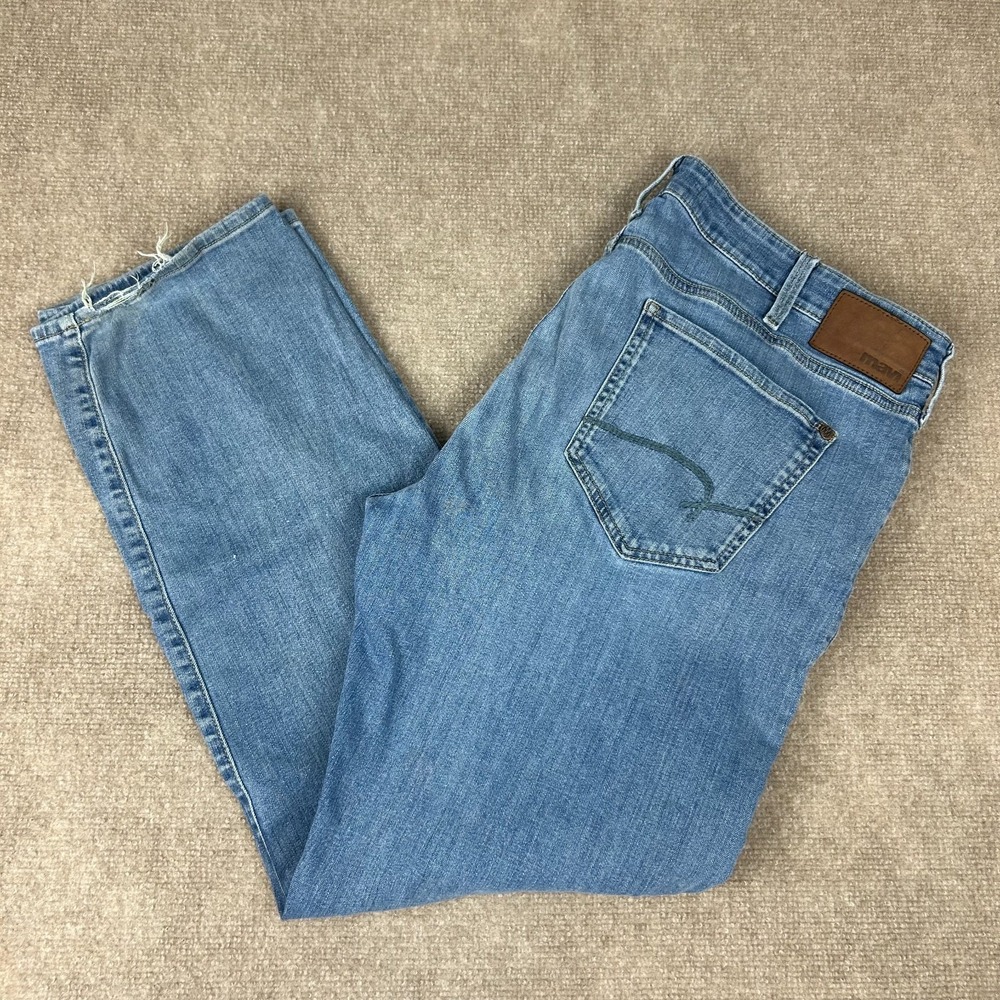 Mavi Zach Straight Jeans Mens 38X32 Blue Whisker Denim Cotton Stretch Mid Rise